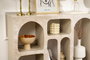 Hanah Home Consola Liva 120 - Mueble de Entrada o Salón con Puertas, 120x74x37 cm, color Mármol Travertino y Arenisca